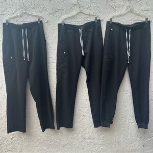 FIGS BUNDLE 3 Scrub Pants Women Large Tall Black Zamora Kade